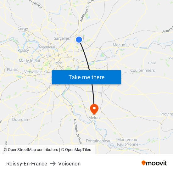 Roissy-En-France to Voisenon map
