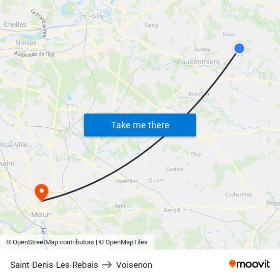 Saint-Denis-Les-Rebais to Voisenon map