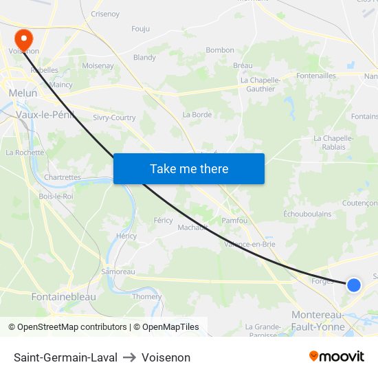 Saint-Germain-Laval to Voisenon map