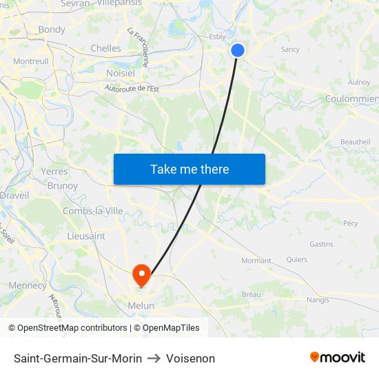 Saint-Germain-Sur-Morin to Voisenon map