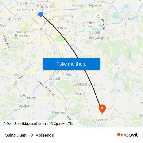 Saint-Ouen to Voisenon map
