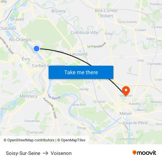 Soisy-Sur-Seine to Voisenon map