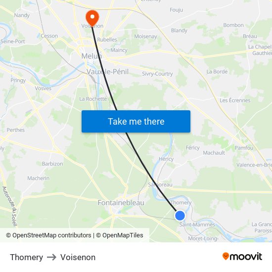 Thomery to Voisenon map