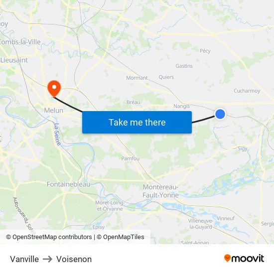 Vanville to Voisenon map