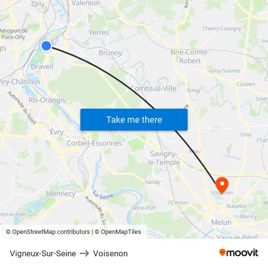 Vigneux-Sur-Seine to Voisenon map