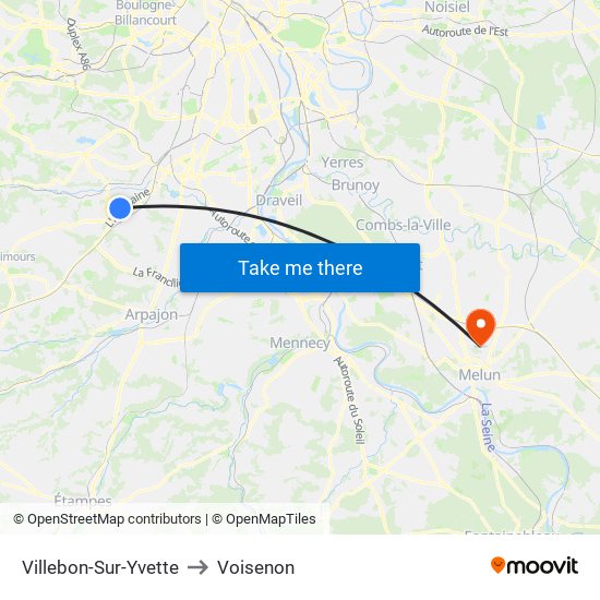 Villebon-Sur-Yvette to Voisenon map