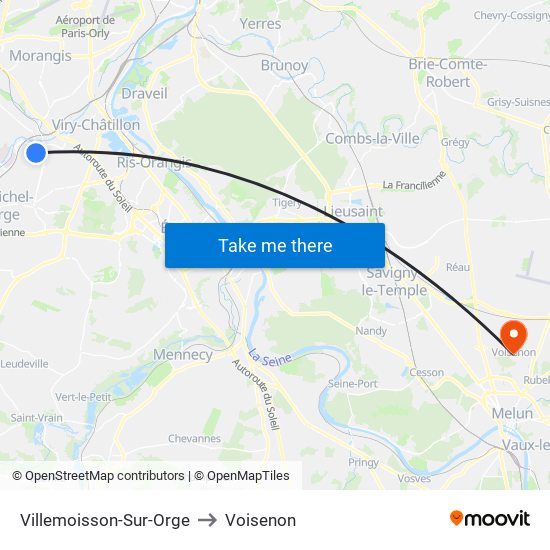Villemoisson-Sur-Orge to Voisenon map