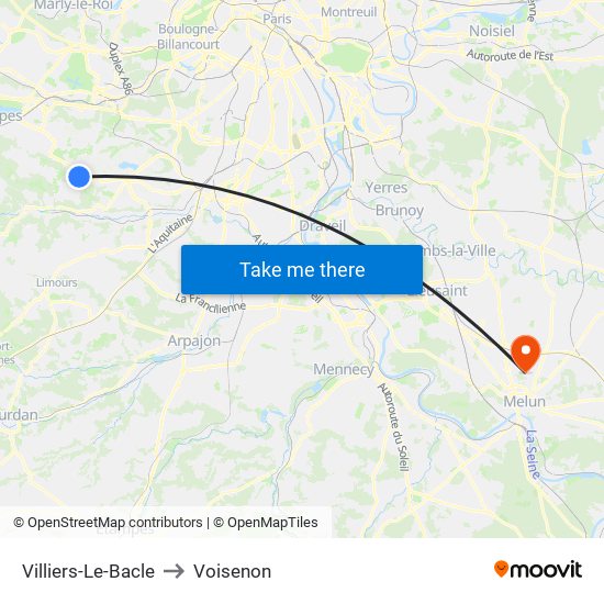 Villiers-Le-Bacle to Voisenon map