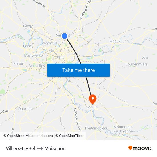 Villiers-Le-Bel to Voisenon map