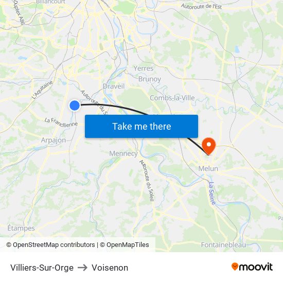 Villiers-Sur-Orge to Voisenon map