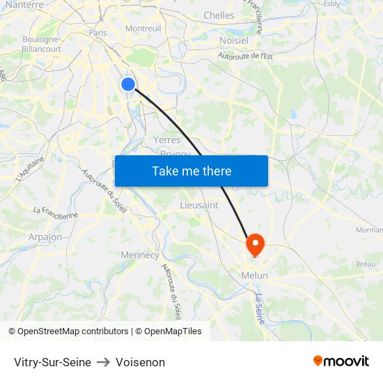 Vitry-Sur-Seine to Voisenon map