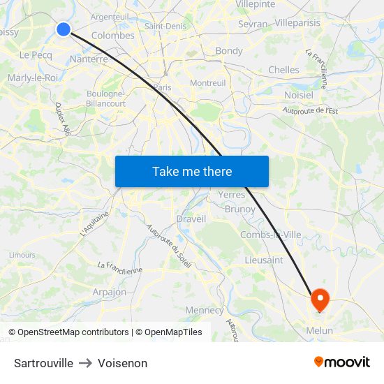 Sartrouville to Voisenon map