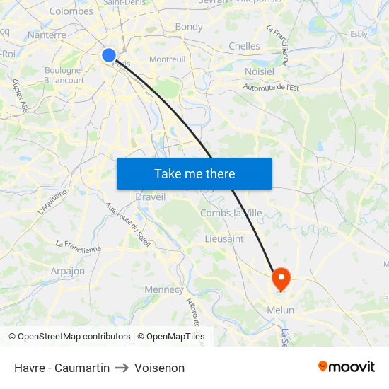 Havre - Caumartin to Voisenon map