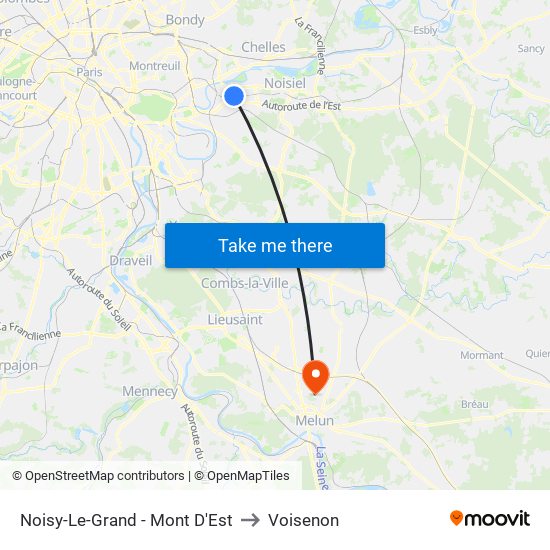 Noisy-Le-Grand - Mont D'Est to Voisenon map
