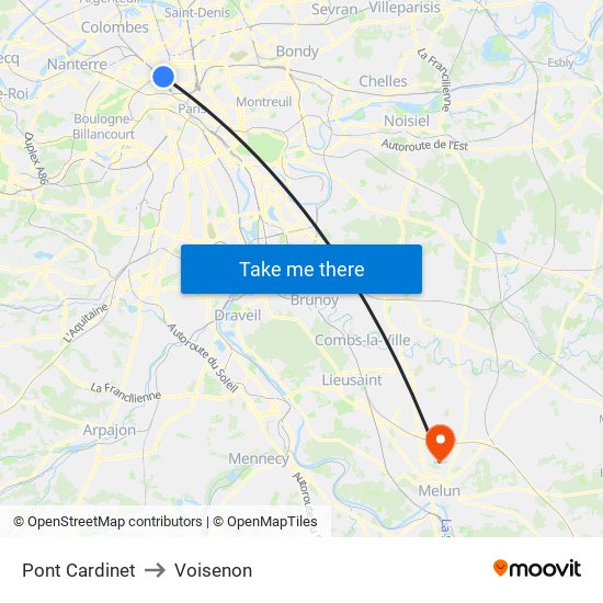 Pont Cardinet to Voisenon map