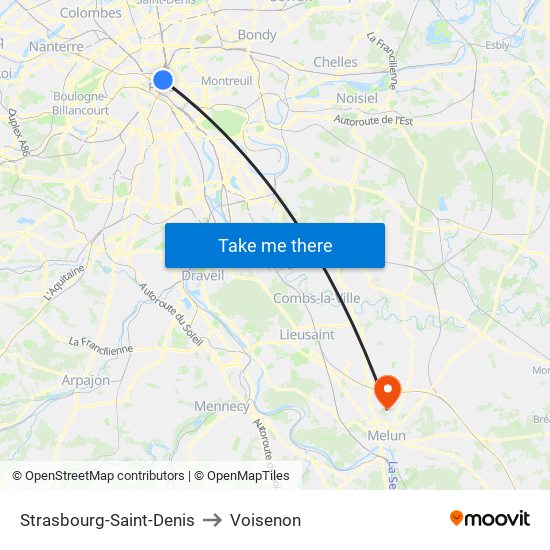 Strasbourg-Saint-Denis to Voisenon map