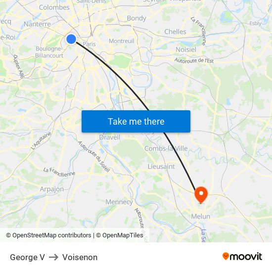 George V to Voisenon map