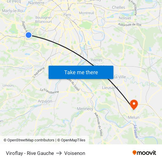 Viroflay - Rive Gauche to Voisenon map
