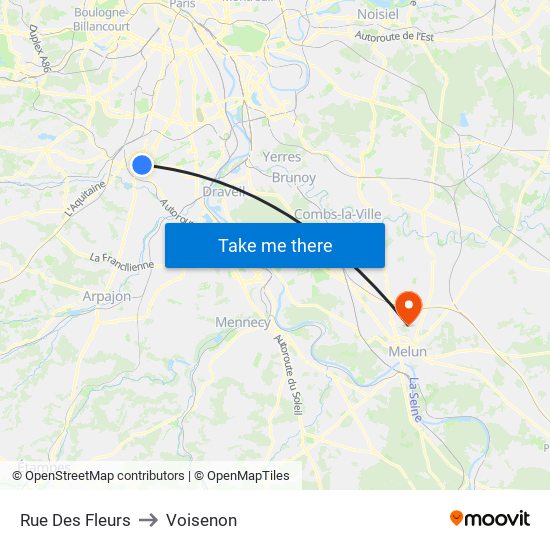 Rue Des Fleurs to Voisenon map