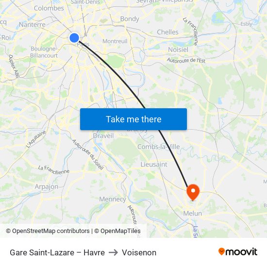 Gare Saint-Lazare – Havre to Voisenon map