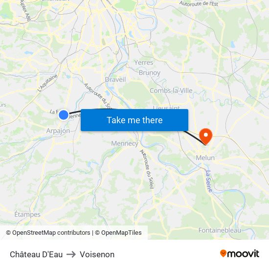 Château D'Eau to Voisenon map