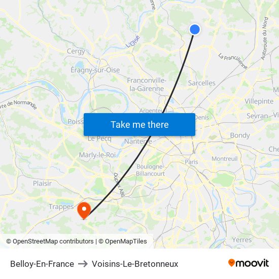 Belloy-En-France to Voisins-Le-Bretonneux map