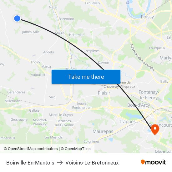 Boinville-En-Mantois to Voisins-Le-Bretonneux map