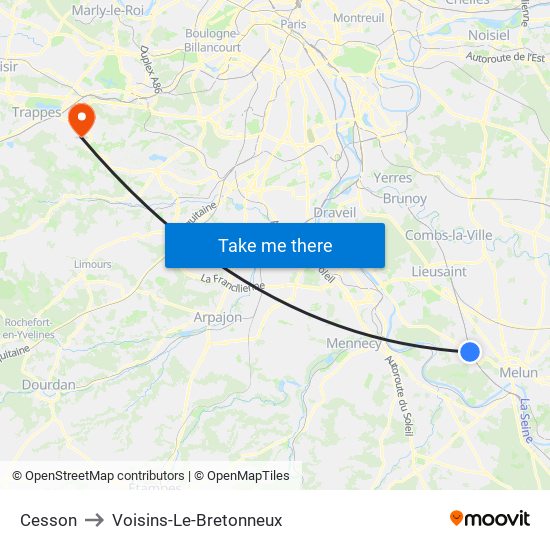 Cesson to Voisins-Le-Bretonneux map