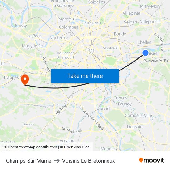Champs-Sur-Marne to Voisins-Le-Bretonneux map