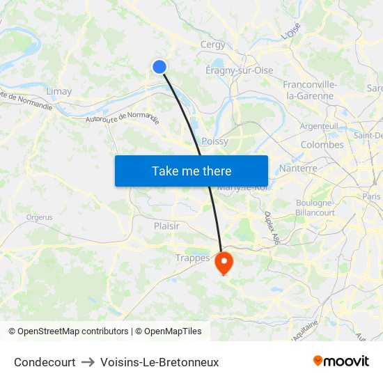 Condecourt to Voisins-Le-Bretonneux map