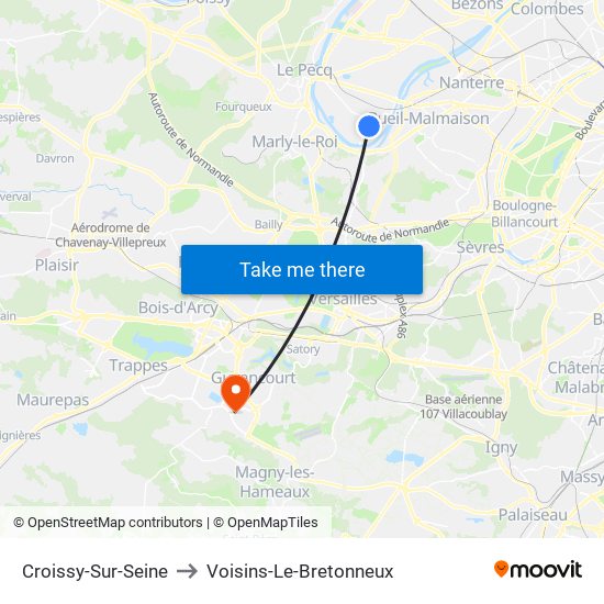 Croissy-Sur-Seine to Voisins-Le-Bretonneux map