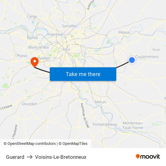 Guerard to Voisins-Le-Bretonneux map