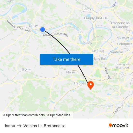 Issou to Voisins-Le-Bretonneux map