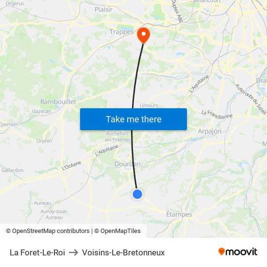 La Foret-Le-Roi to Voisins-Le-Bretonneux map