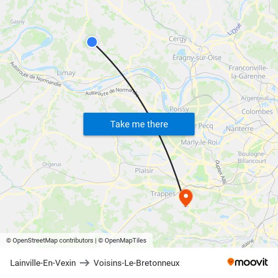 Lainville-En-Vexin to Voisins-Le-Bretonneux map