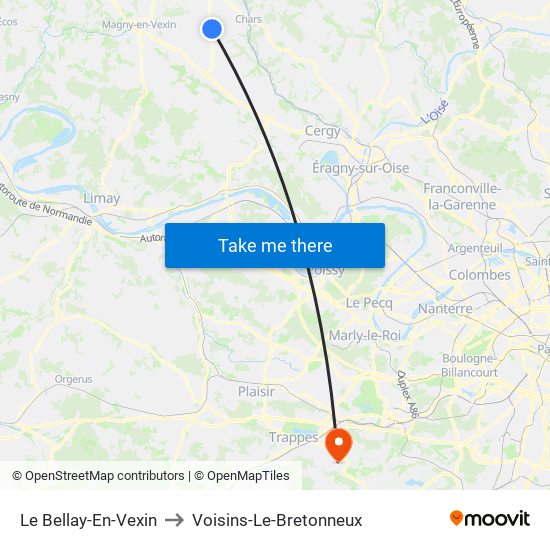 Le Bellay-En-Vexin to Voisins-Le-Bretonneux map