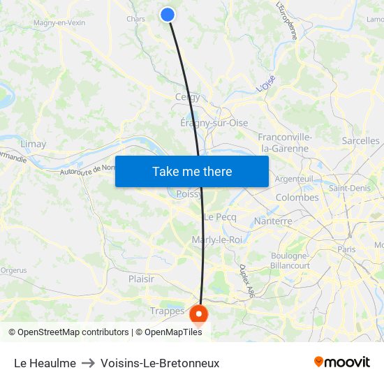 Le Heaulme to Voisins-Le-Bretonneux map