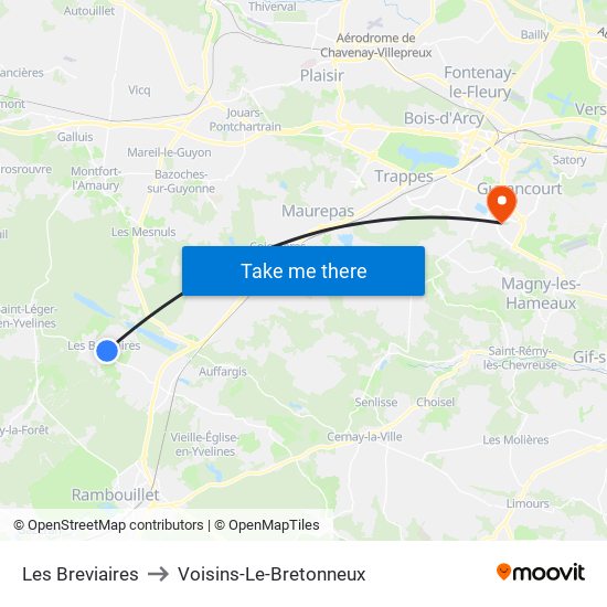 Les Breviaires to Voisins-Le-Bretonneux map