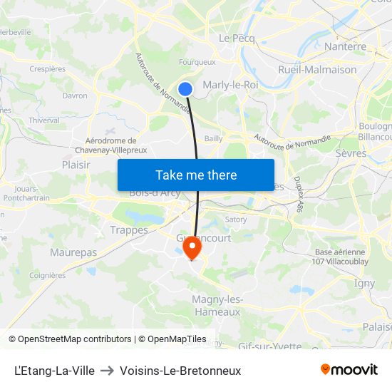 L'Etang-La-Ville to Voisins-Le-Bretonneux map