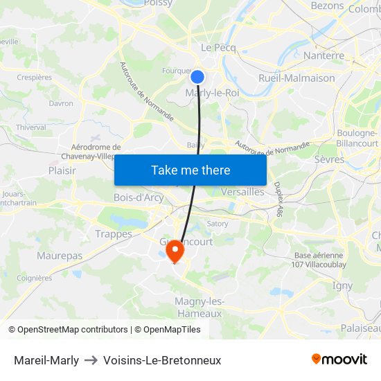 Mareil-Marly to Voisins-Le-Bretonneux map