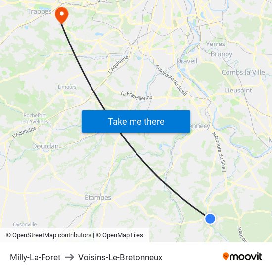Milly-La-Foret to Voisins-Le-Bretonneux map