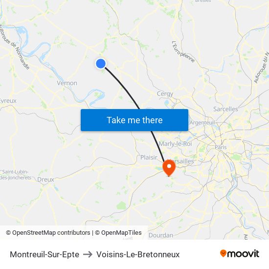 Montreuil-Sur-Epte to Voisins-Le-Bretonneux map