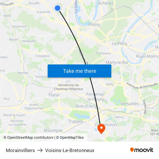 Morainvilliers to Voisins-Le-Bretonneux map
