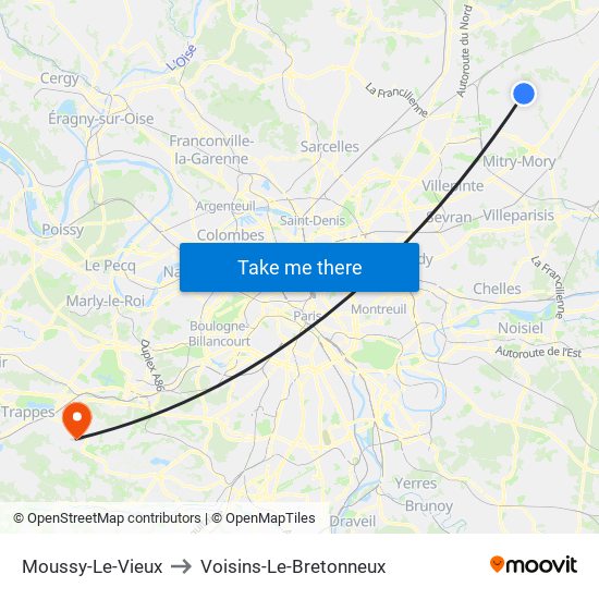 Moussy-Le-Vieux to Voisins-Le-Bretonneux map
