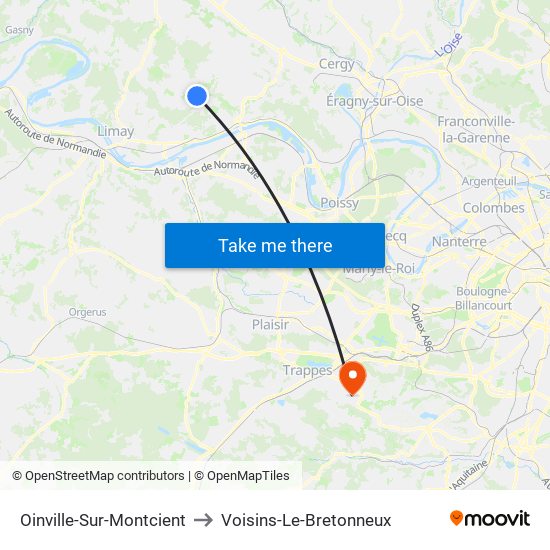 Oinville-Sur-Montcient to Voisins-Le-Bretonneux map