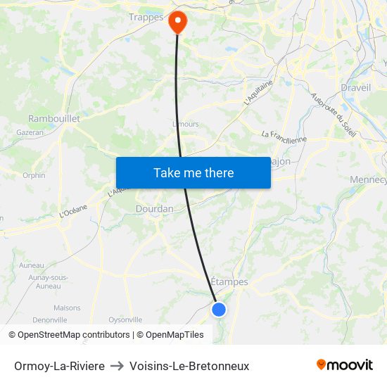 Ormoy-La-Riviere to Voisins-Le-Bretonneux map