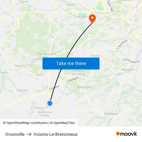 Orsonville to Voisins-Le-Bretonneux map