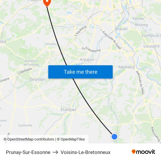 Prunay-Sur-Essonne to Voisins-Le-Bretonneux map