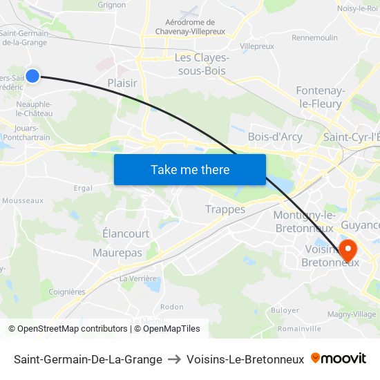 Saint-Germain-De-La-Grange to Voisins-Le-Bretonneux map