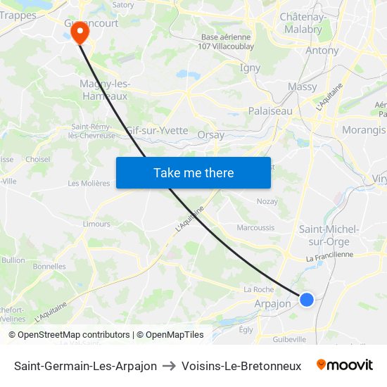 Saint-Germain-Les-Arpajon to Voisins-Le-Bretonneux map